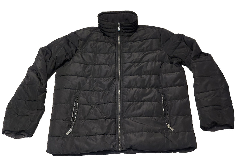 Weatherproof Black Puffer Jacket Full Zip Stand-Up Collar Size Large